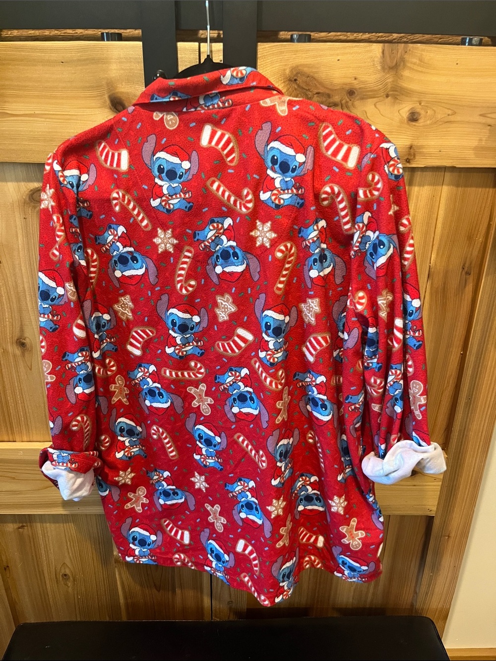 Disney Red Holiday Stitch Button-Up Pajama Shirt - Picture 5 of 7